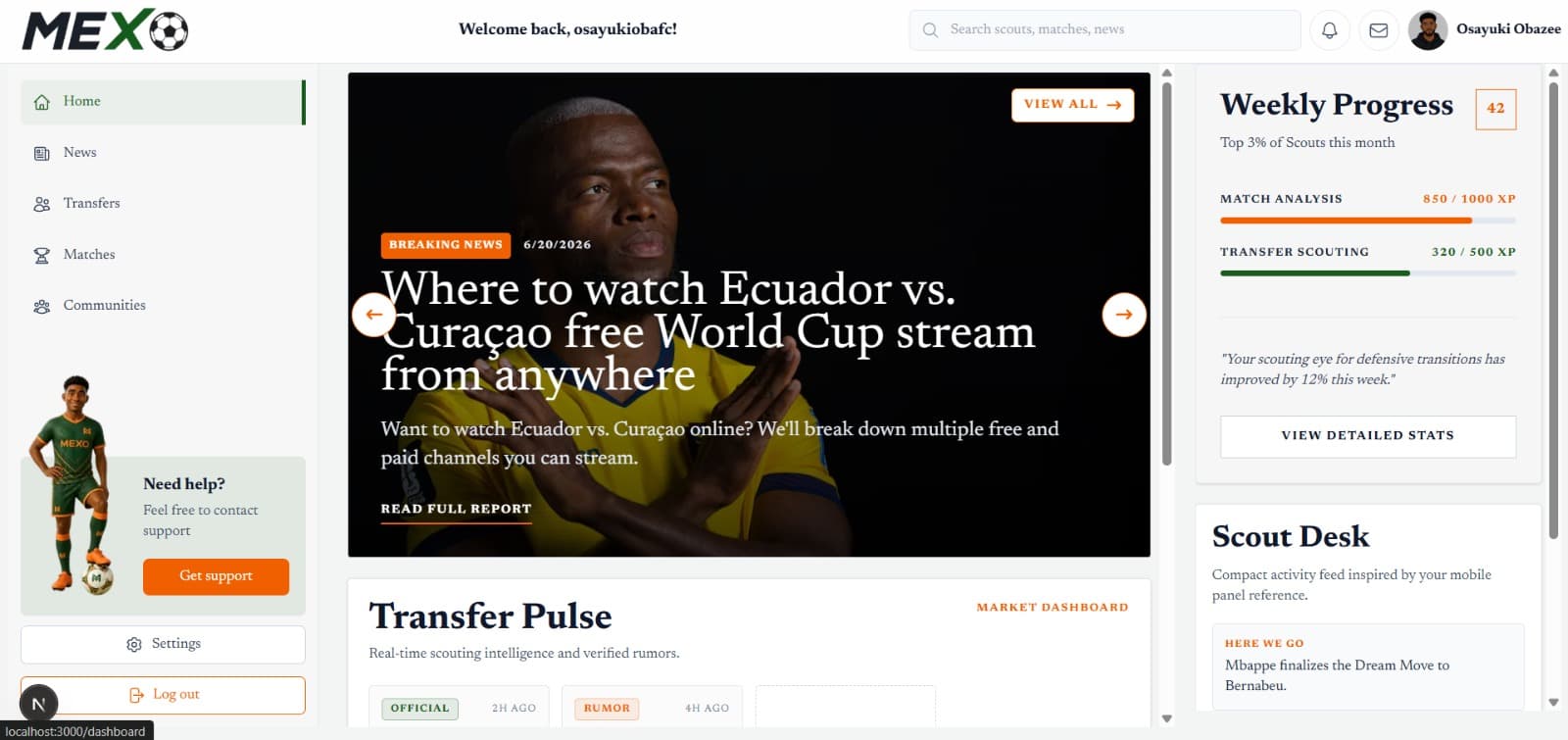 MEXO - Football Platform