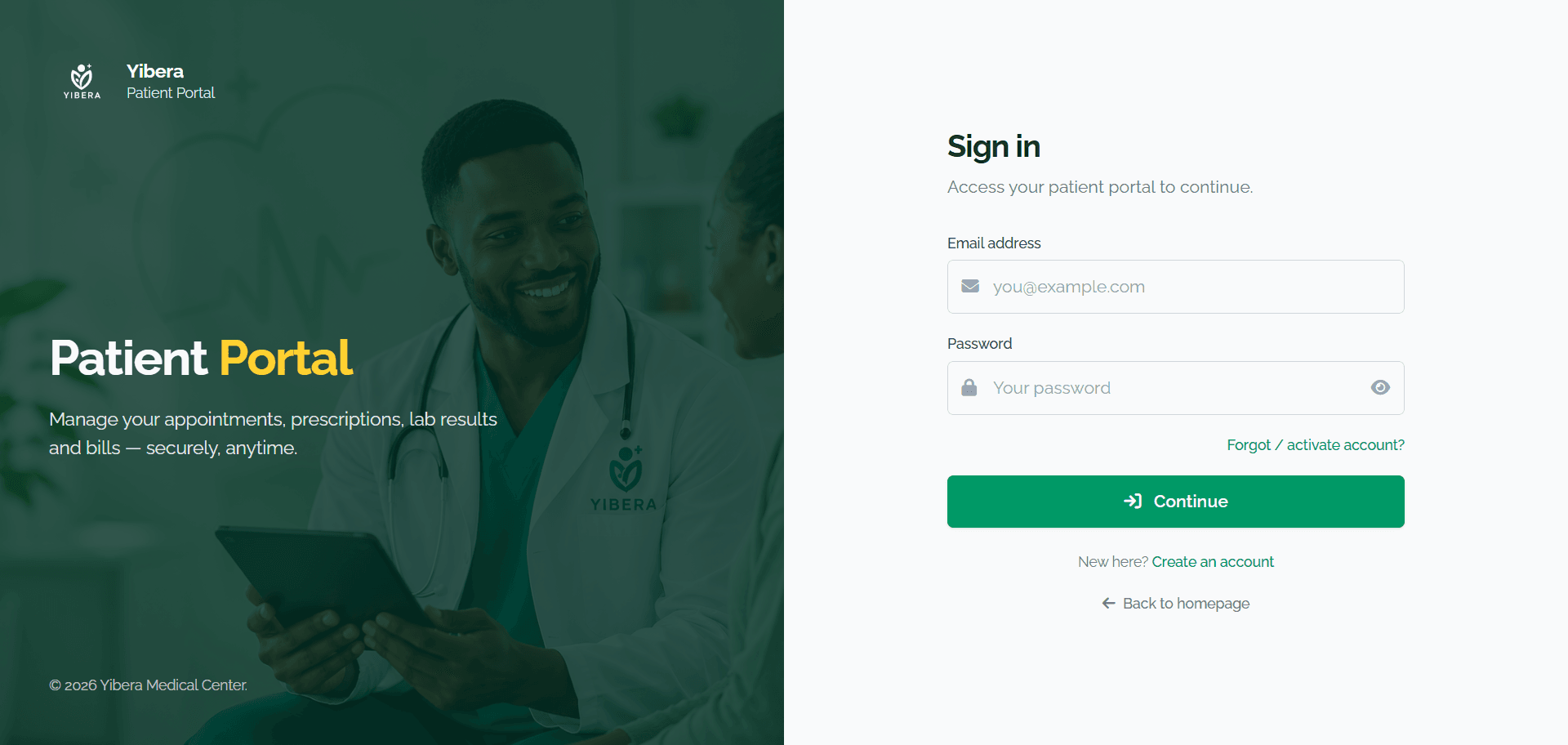 Yibera - Patient Login
