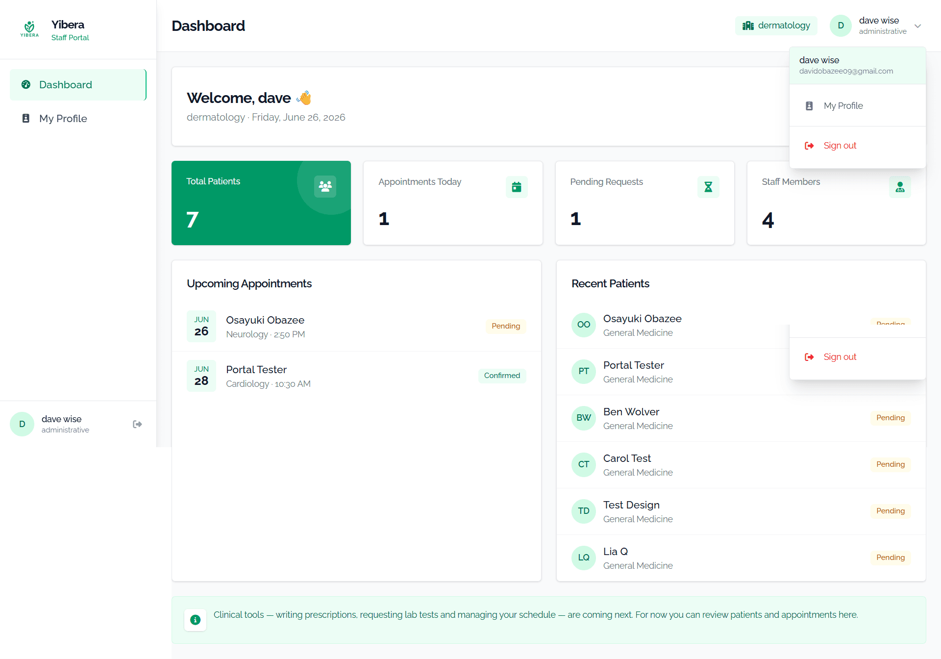 Yibera - Staff Dashboard